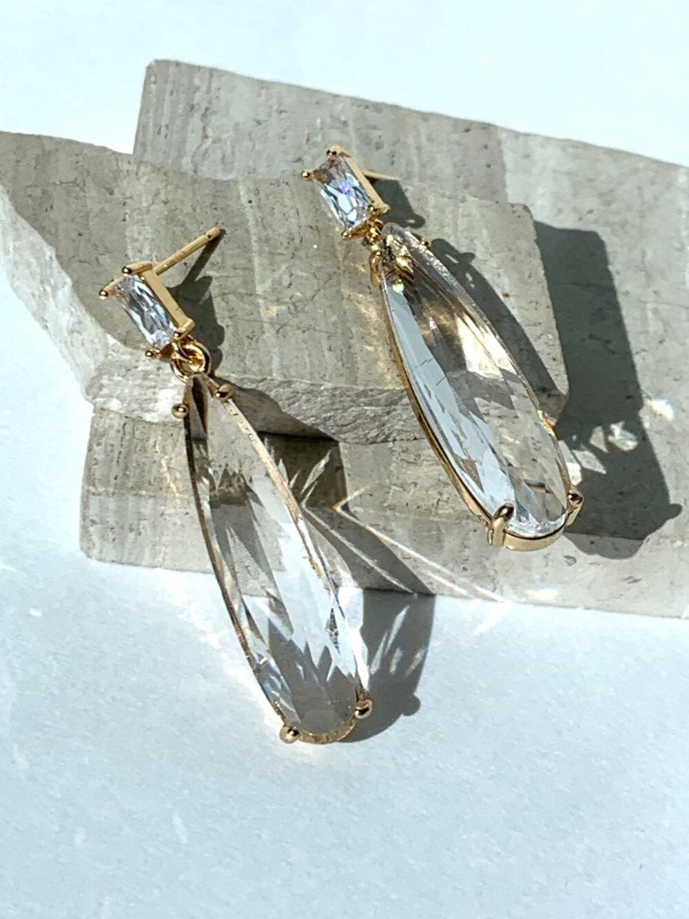 NEW~ Anthropologie Studio Bride Baguette Dewdrop Earrings - Picture 11 of 13